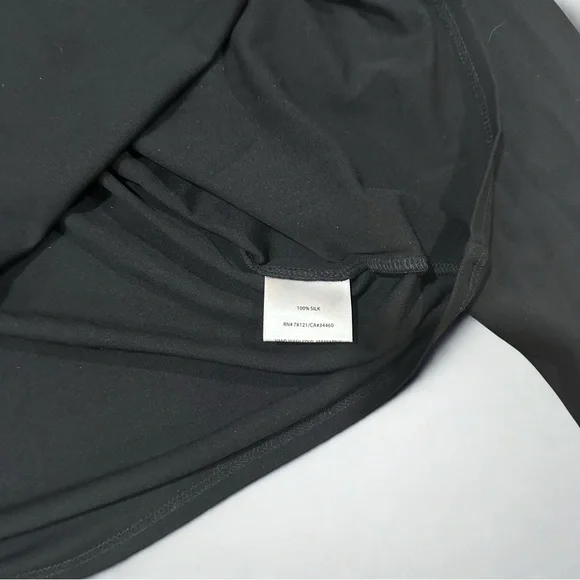 Eileen Fisher Black Turtleneck Long Sleeve Size L 100% Silk Mélange Turtleneck - Picture 7 of 10